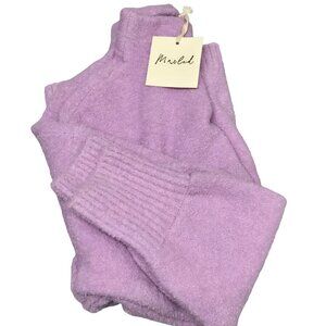 NWT MARLED LILAC/PURPLE MOCK NECK FUZZY TEDDY LONG SLEEVE SWEATER LARGE